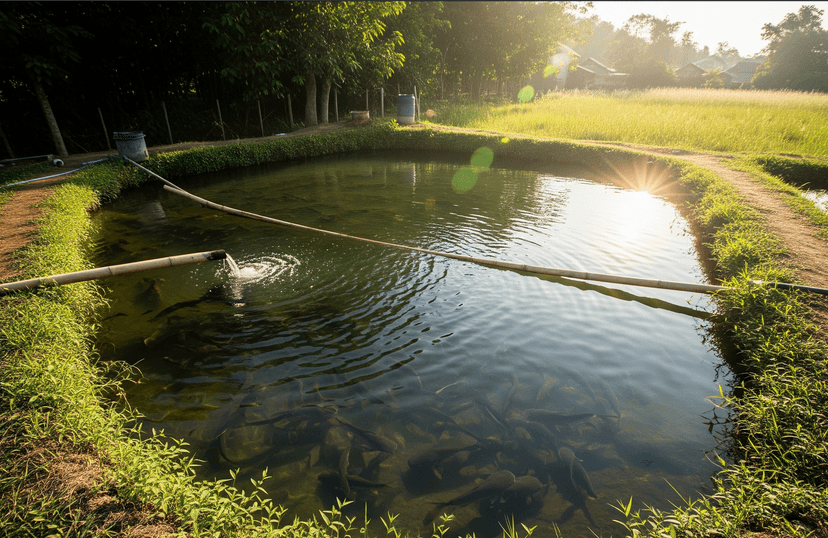 Kolam lele Wuragil Farm yang bersih dan terawat