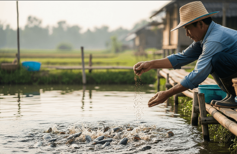 Pemberian pakan bernutrisi kepada lele